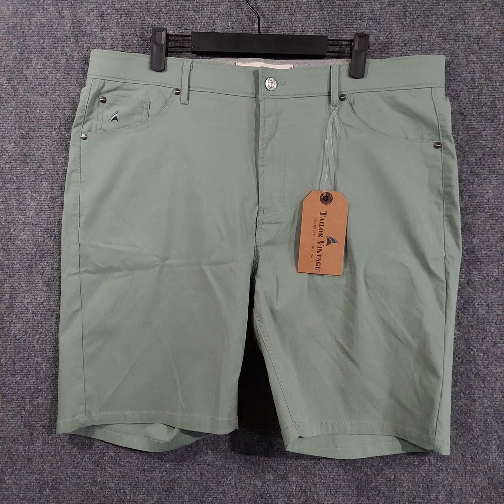Tailor Vintage Shorts Mens 38 Dusty Green Greenwich Tech Chino 9 Inseam Summer